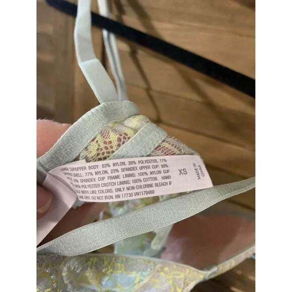 NWT Auden Lingerie Body Suit One Piece Underwear Sexy Women Size XS Blue Yellow - Picture 4 of 5